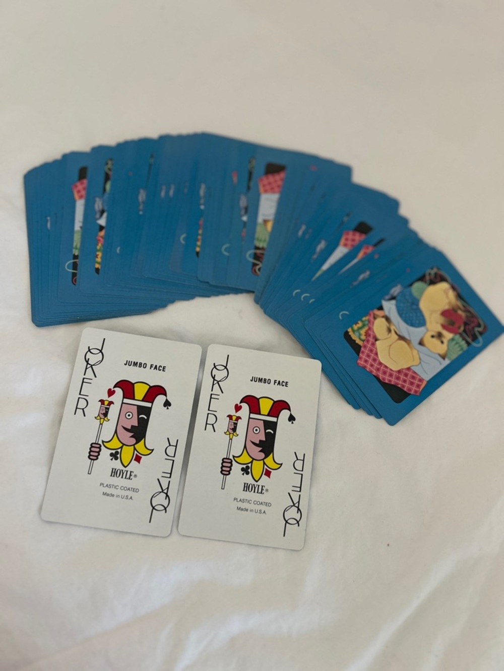 Vintage Siamese kittens cat Blue playing deck of cards HOYLE Jumbo Face 90s